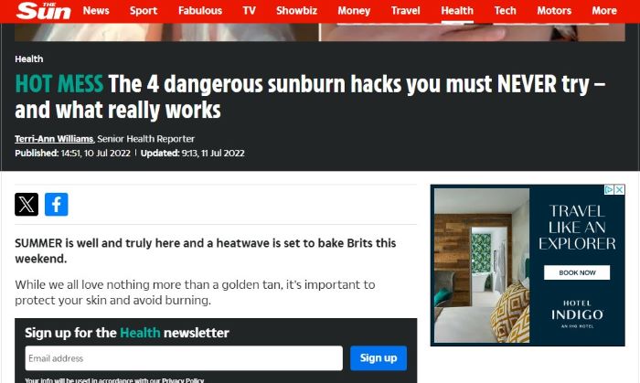 The Sun - the 4 dangerous sunburn hacks you should never try and what really works